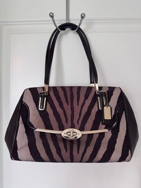 Coach Madison Zebra Print Madeline East/West Satchel